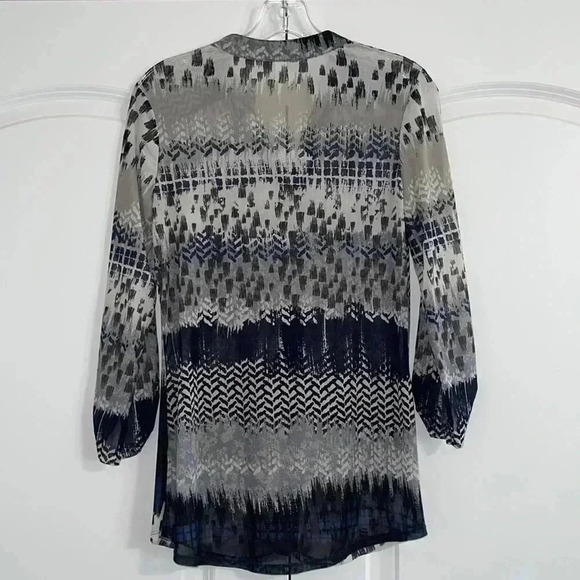 PerSeption Concepts Sheer Button Down Roll Sleeve Blouse.​​ - Picture 15 of 16